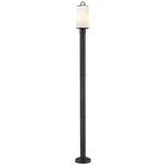 Sana Outdoor Round Post Mounted Light - Black / White Opal