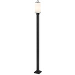 Sana Outdoor Post Light with Square Post/Stepped Base - Black / White Opal