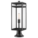 Nuri Outdoor Pier Light with Simple Round Base - Black / Clear