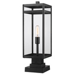 Nuri Outdoor Pier Light with Square Stepped Base - Black / Clear