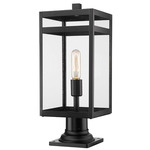 Nuri Outdoor Pier Light with Traditional Base - Black / Clear