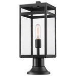 Nuri Outdoor Pier Light with Simple Round Base - Black / Clear