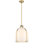 Pearson Cage Pendant - Rubbed Brass / White Opal