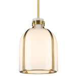 Pearson Cage Pendant - Rubbed Brass / White Opal