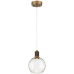 Port Nine Burgundy Pendant  - Antique Brushed Brass / Clear