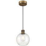 Port Nine Burgundy Pendant  - Antique Brushed Brass / Clear