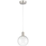 Port Nine Burgundy Pendant - Brushed Steel / Clear