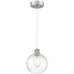Port Nine Burgundy Pendant - Brushed Steel / Seeded Glass