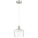 Port Nine Chardonnay Pendant  - Brushed Steel / Seeded Glass