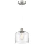 Port Nine Chardonnay Pendant - Brushed Steel / Seeded Glass