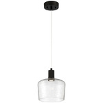 Port Nine Chardonnay Pendant - Matte Black / Seeded Glass