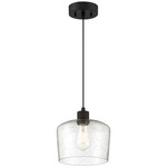 Port Nine Chardonnay Pendant  - Matte Black / Seeded Glass