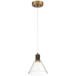 Port Nine Martini Pendant - Antique Brushed Brass / Clear