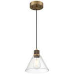 Port Nine Martini Pendant - Antique Brushed Brass / Clear