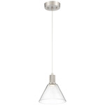 Port Nine Martini Pendant - Brushed Steel / Clear