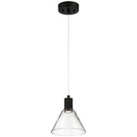 Port Nine Martini Pendant - Matte Black / Clear