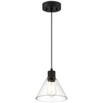 Port Nine Martini Pendant - Matte Black / Clear