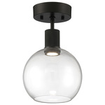 Port Nine Burgundy Semi Flush Ceiling Light - Matte Black / Clear