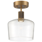 Port Nine Chardonnay Semi Flush Ceiling Light  - Antique Brushed Brass / Clear