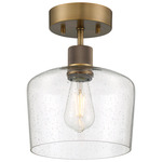 Port Nine Chardonnay Semi Flush Ceiling Light  - Antique Brushed Brass / Seeded Glass