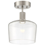 Port Nine Chardonnay Semi Flush Ceiling Light - Brushed Steel / Clear