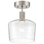 Port Nine Chardonnay Semi Flush Ceiling Light  - Brushed Steel / Seeded Glass