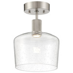 Port Nine Chardonnay Semi Flush Ceiling Light - Brushed Steel / Seeded Glass