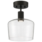 Port Nine Chardonnay Semi Flush Ceiling Light  - Matte Black / Clear