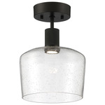 Port Nine Chardonnay Semi Flush Ceiling Light - Matte Black / Seeded Glass