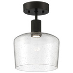 Port Nine Chardonnay Semi Flush Ceiling Light  - Matte Black / Seeded Glass