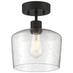 Port Nine Chardonnay Semi Flush Ceiling Light  - Matte Black / Seeded Glass