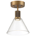 Port Nine Martini Semi Flush Ceiling Light - Antique Brushed Brass / Clear