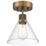 Port Nine Martini Semi Flush Ceiling Light - Antique Brushed Brass / Clear