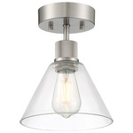 Port Nine Martini Semi Flush Ceiling Light  - Brushed Steel / Clear