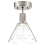 Port Nine Martini Semi Flush Ceiling Light - Brushed Steel / Seeded Glass