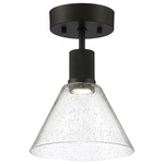 Port Nine Martini Semi Flush Ceiling Light - Matte Black / Seeded Glass