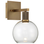 Port Nine Burgundy Wall Sconce - Antique Brushed Brass / Clear