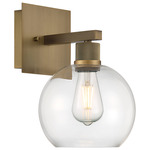 Port Nine Burgundy Wall Sconce  - Antique Brushed Brass / Clear