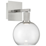 Port Nine Burgundy Wall Sconce - Brushed Steel / Clear