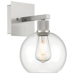 Port Nine Burgundy Wall Sconce - Brushed Steel / Clear