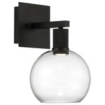 Port Nine Burgundy Wall Sconce - Matte Black / Clear