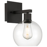 Port Nine Burgundy Wall Sconce - Matte Black / Clear