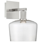 Port Nine Chardonnay Wall Sconce - Brushed Steel / Clear
