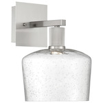 Port Nine Chardonnay Wall Sconce - Brushed Steel / Seeded Glass