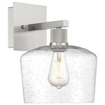 Port Nine Chardonnay Wall Sconce - Brushed Steel / Seeded Glass