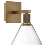 Port Nine Martini Wall Sconce - Antique Brushed Brass / Clear