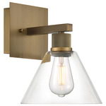 Port Nine Martini Wall Sconce - Antique Brushed Brass / Clear
