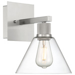 Port Nine Martini Wall Sconce - Brushed Steel / Clear