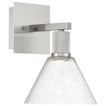 Port Nine Martini Wall Sconce - Brushed Steel / Seeded Glass