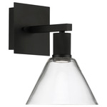 Port Nine Martini Wall Sconce - Matte Black / Clear